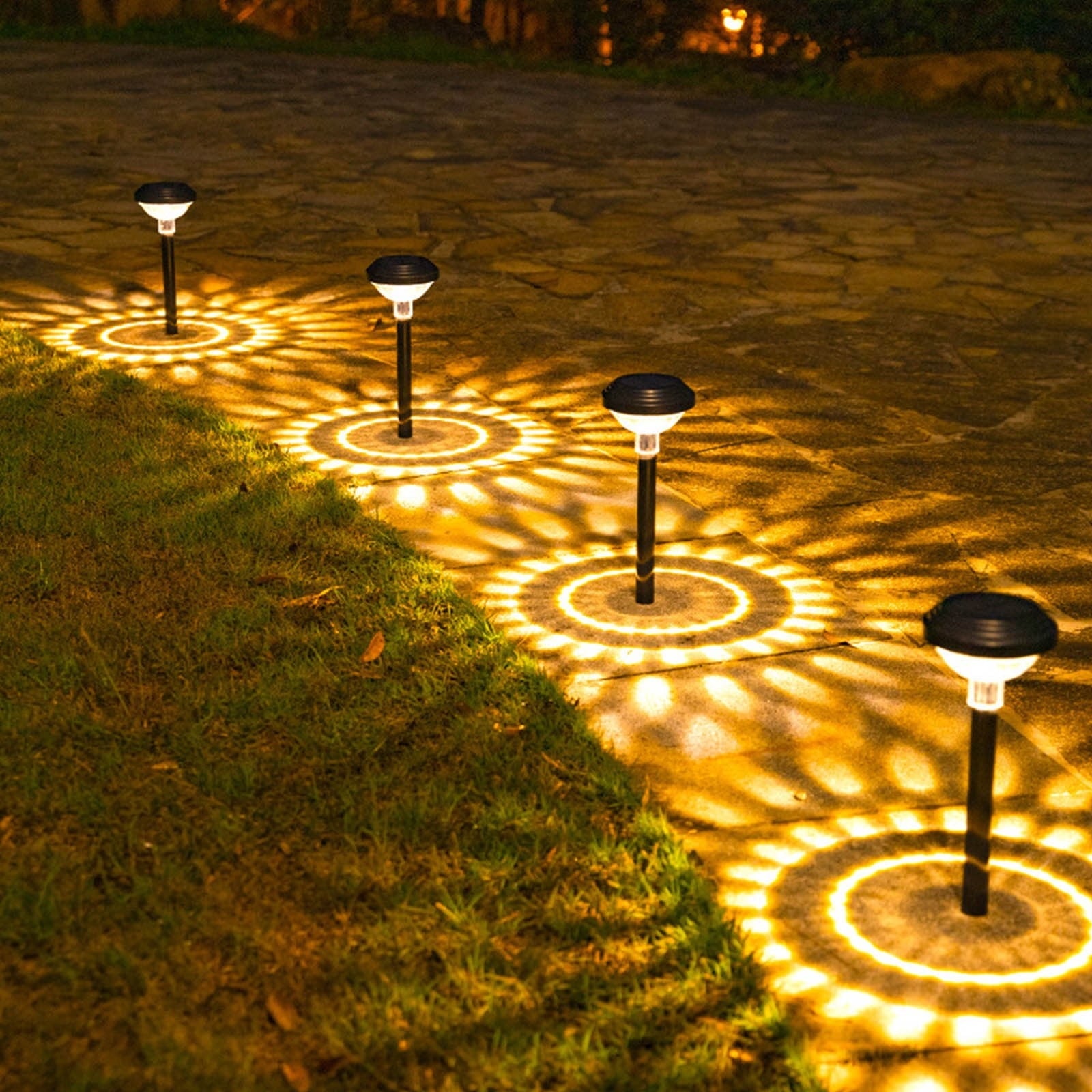 Solar Outdoor Lights, Solar Pathway Lights Outdoor, Solar Powered Garden Yard Lights for Walkway Sidewalk Driveway, Maintain 10 Hours of Lighting (2 Pack) 2 Pack Black