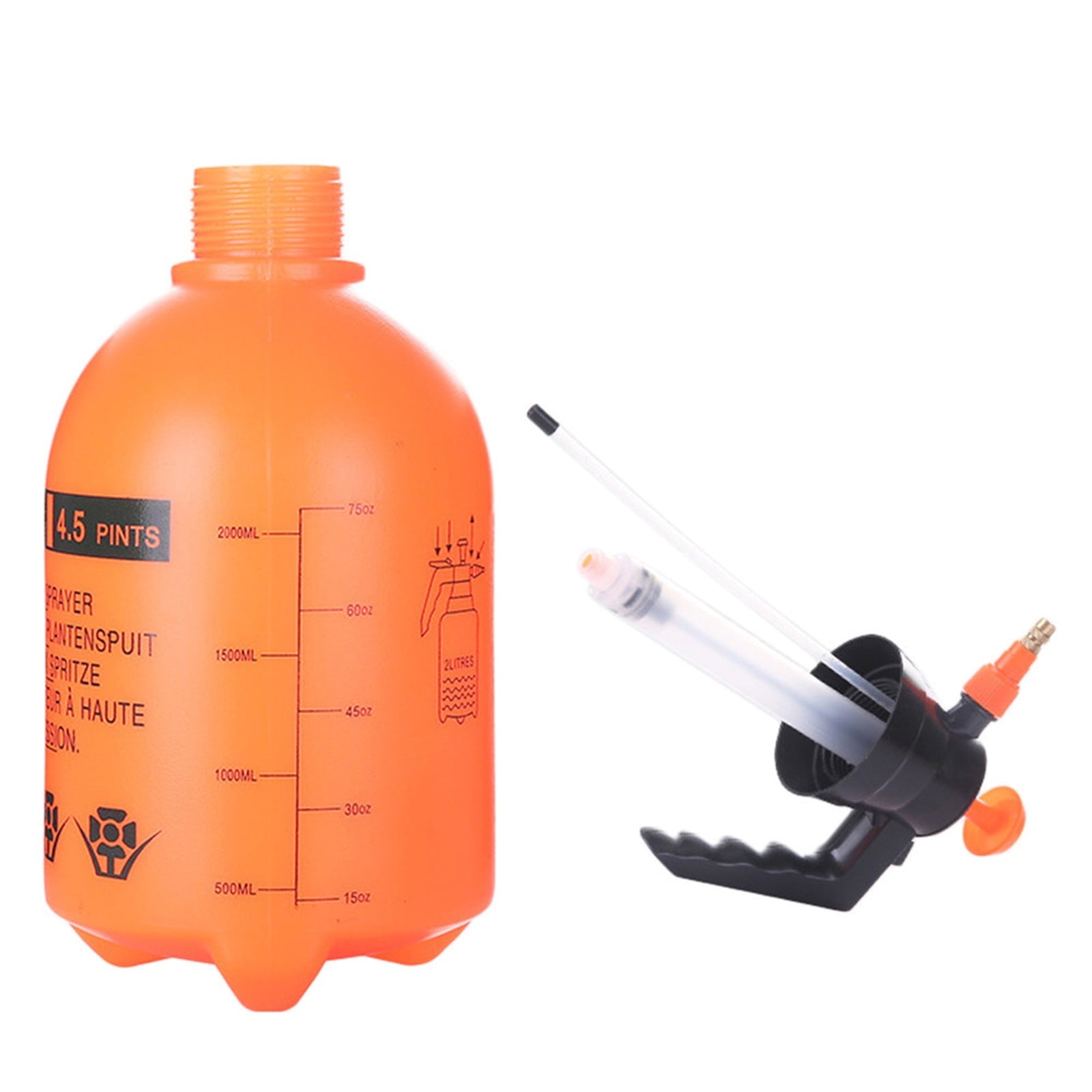 Handheld Garden Pump Sprayer, 2L Lawn & Garden Pressure Water Spray Bottle with Adjustable Brass Nozzle, for Plants and Other Cleaning Solutions Orange