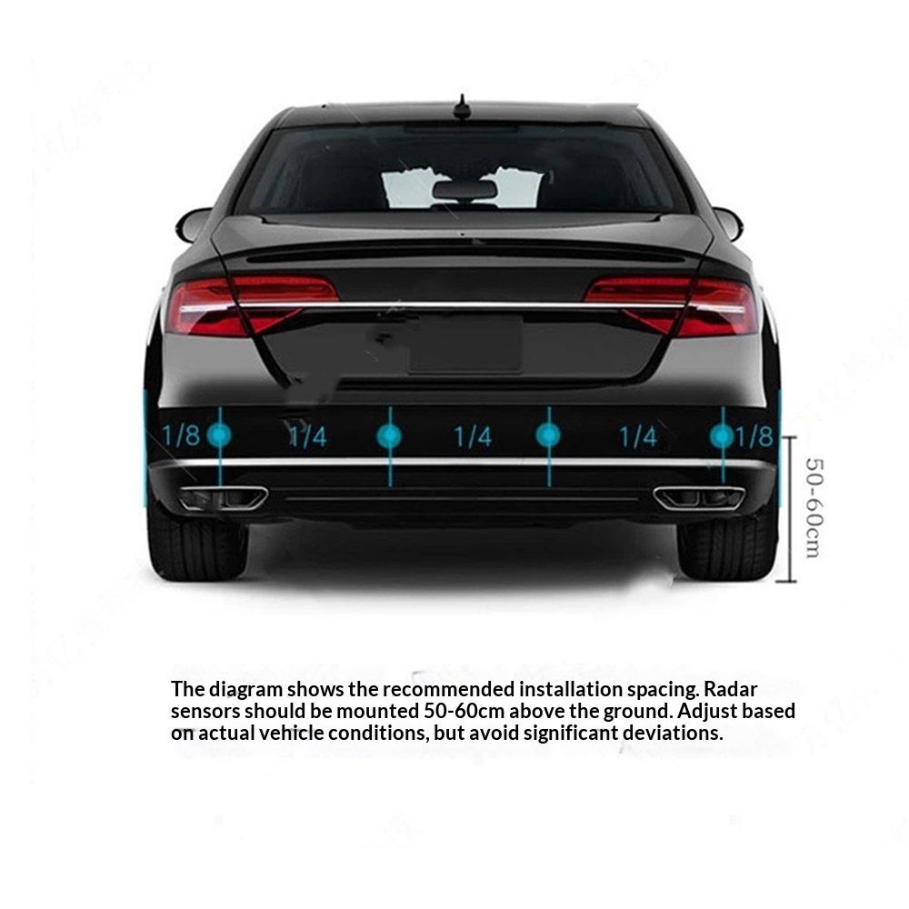 Car Reverse Parking Radar System with 8 Parking Sensors Distance Detection + LED Distance Display + Sound Warning (Black Color)