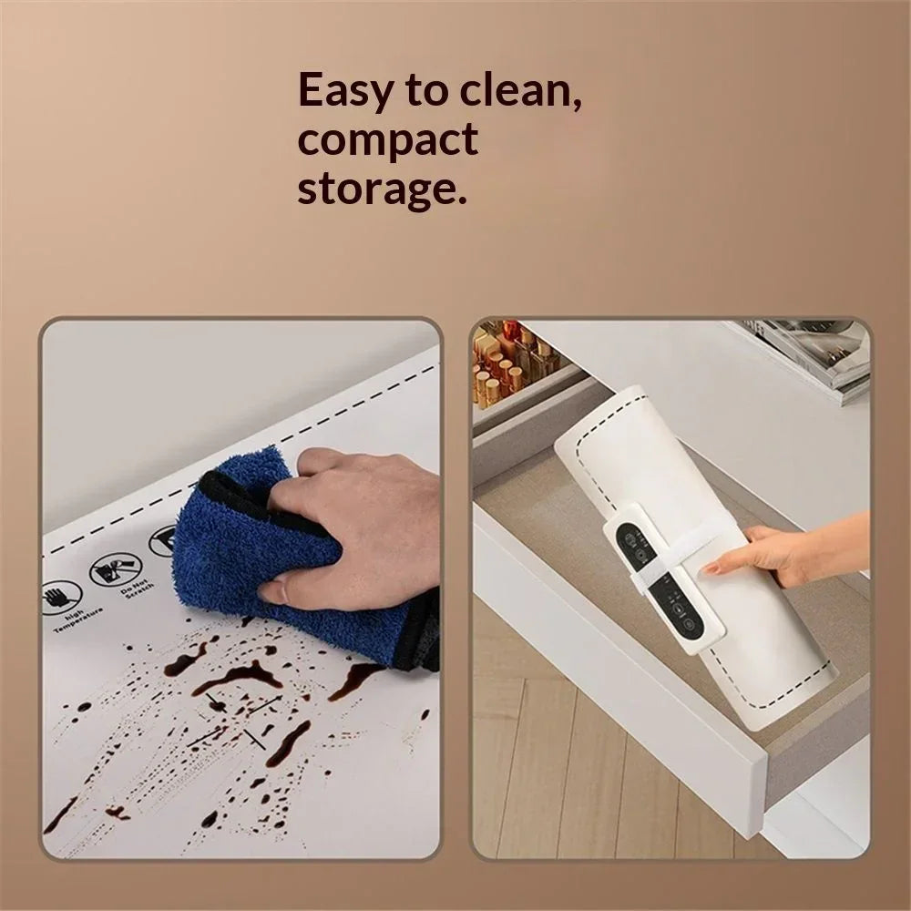 Warming Mat for Food - Electric Silicone Food Warming Tray for Buffet, Rollable Food Warmer Mat for Countertop, Fast Heating Mat with Timer and 3 Heat Levels