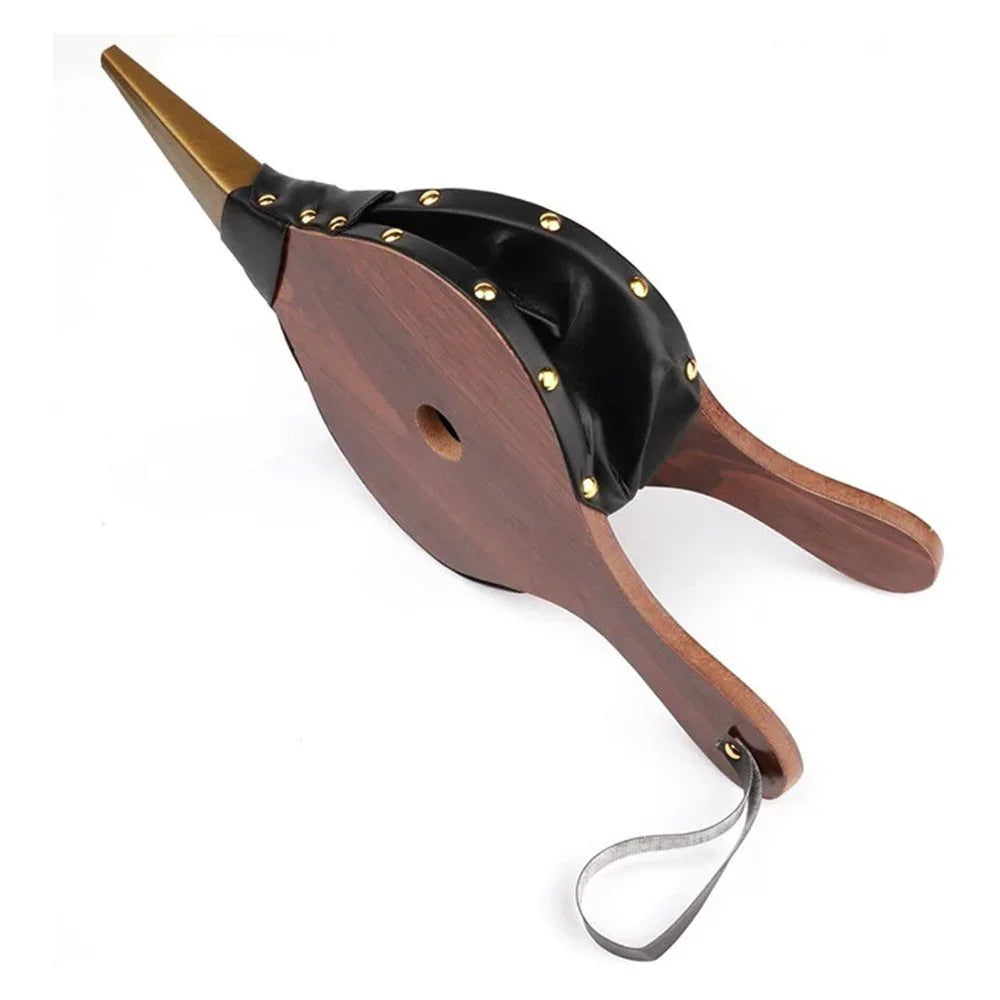 Indoor and outdoor camping barbecue wooden blower hand corrugated pipe pump pit barbecue tool accessories brown (30 * 13)