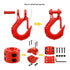 Winch Hook-3/8" Clevis Slip Hook with Safety Latch & Winch Cable Hook Stopper, Grade Forged Steel  Work for Winch Rope, ATV, UTV, Off Road Vehicle, Red
