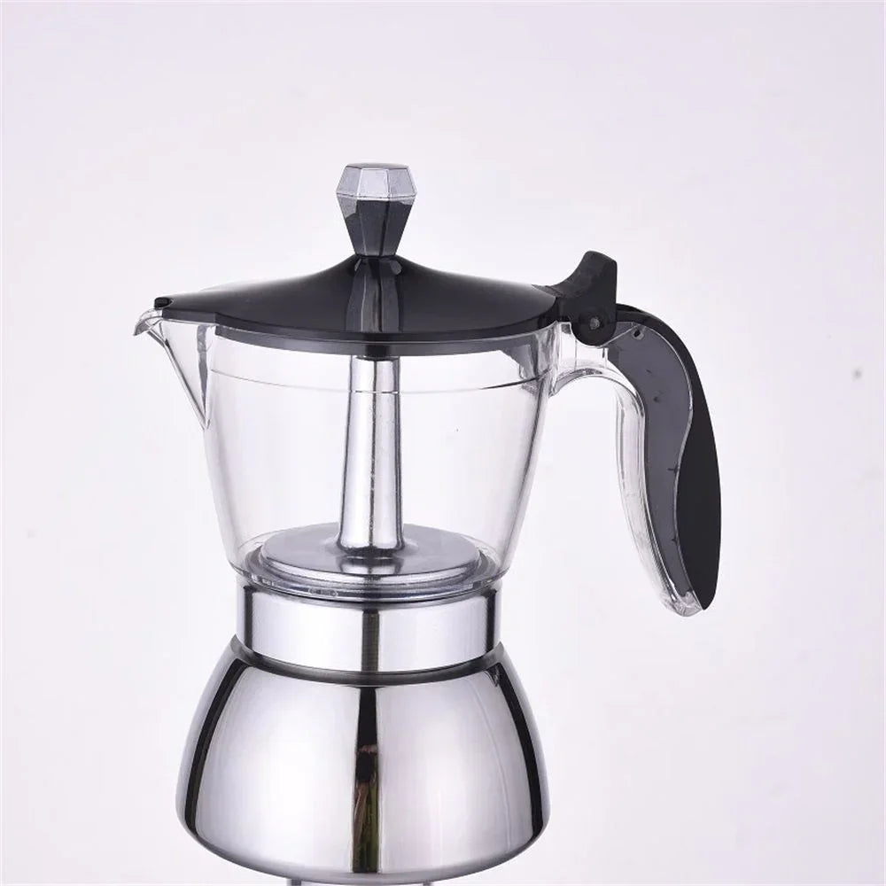 Strong Coffee Maker, Moka Pot Premium Crystal Shape Top Coffee,   4 cup, Classic Italian coffee maker for Coffee Lover
