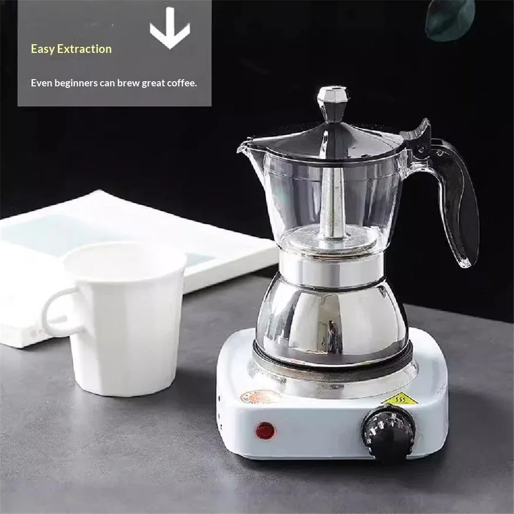 Strong Coffee Maker, Moka Pot Premium Crystal Shape Top Coffee,   4 cup, Classic Italian coffee maker for Coffee Lover