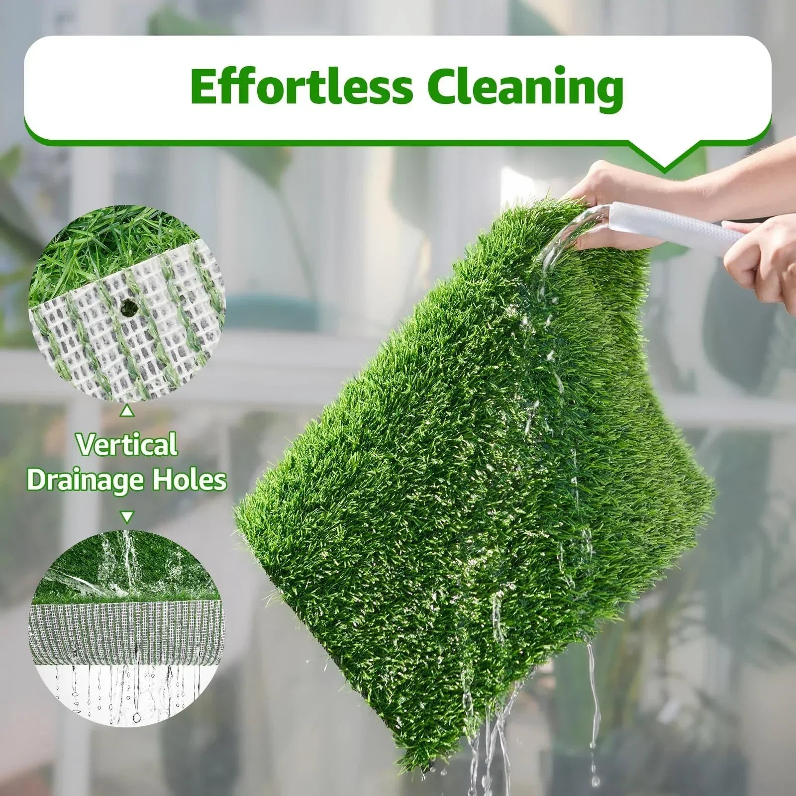 Grass Pad for Dogs 35cmx35cm, Strong Absorbency Soft and Real Grass for Pets Potty Training, Easy to Clean Fake Grass for Dog Indoor Outdoor Use (1 Pcs)