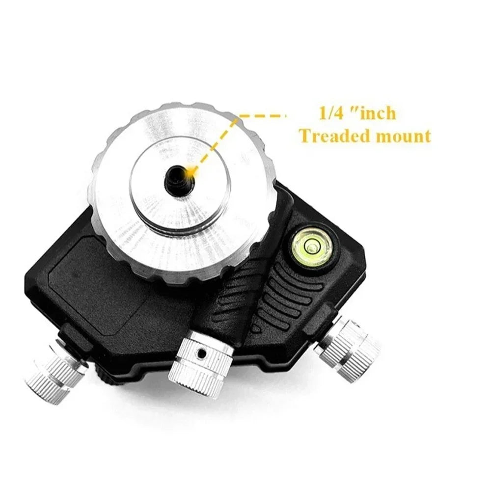 Laser Level Adapter Micro-adjust Fine Metal 360-Degree Rotating Base Tripod Connector, Standard 1/4 "-20 Male Thread Compatible with most Laser Level Devices