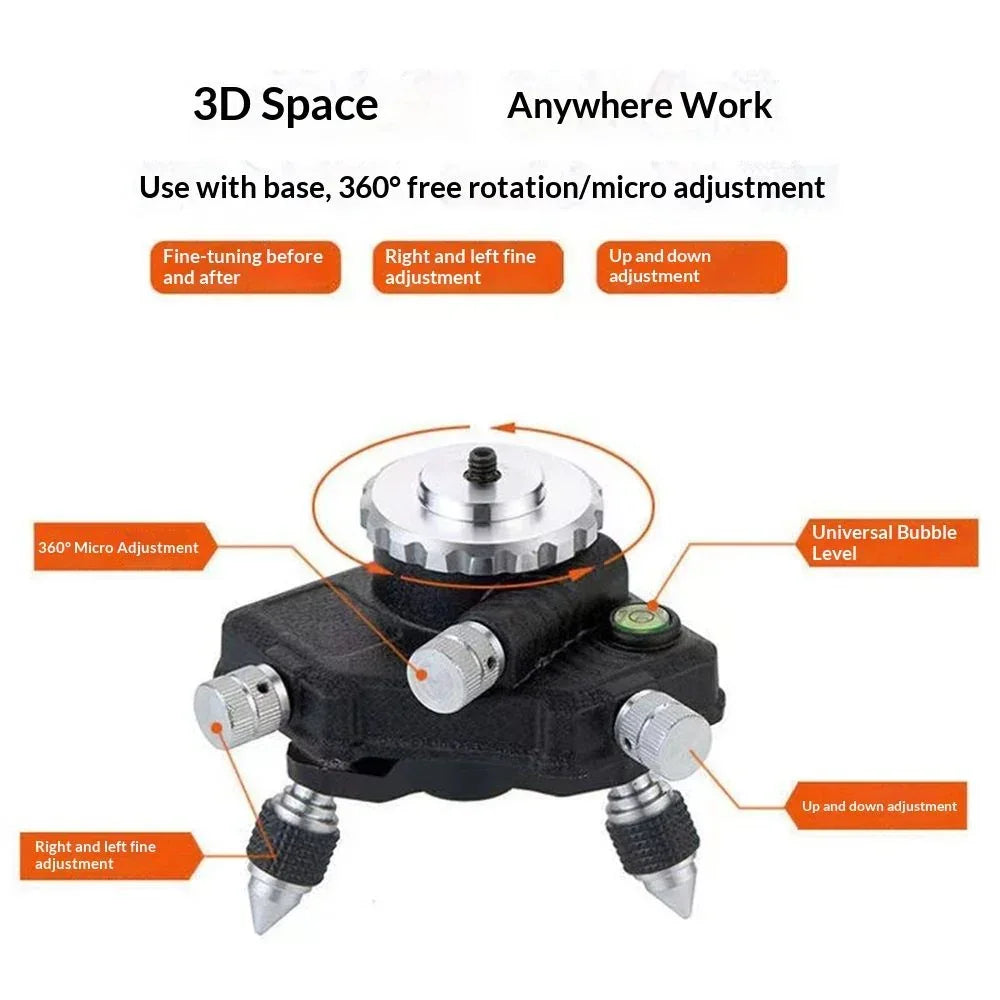 Laser Level Adapter Micro-adjust Fine Metal 360-Degree Rotating Base Tripod Connector, Standard 1/4 "-20 Male Thread Compatible with most Laser Level Devices