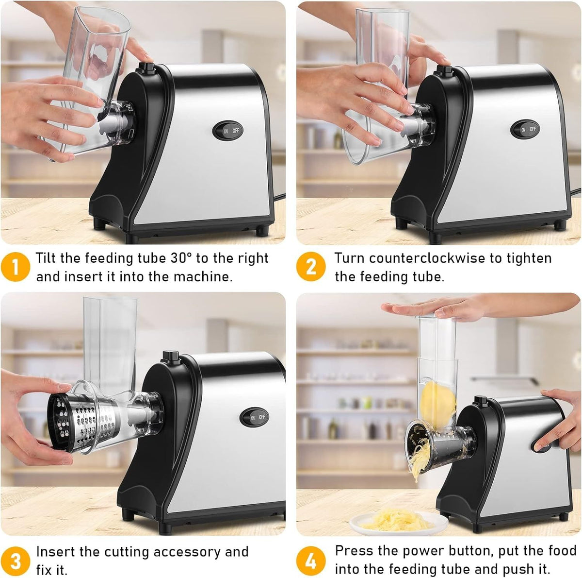 Electric Cheese Grater, 250W 5-in-1 Professional Cheese Grater Electric Vegetable Slicer, Electric Slicer Shredder for Veggies