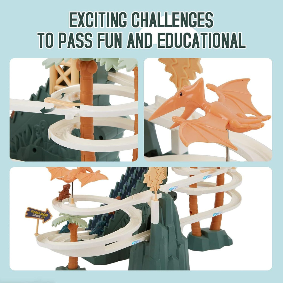 Dinosaur Electric Race Track Set - Double Loop Track, Learning & Educational Toy for Kids Ages 3-7, for Boys & Girls