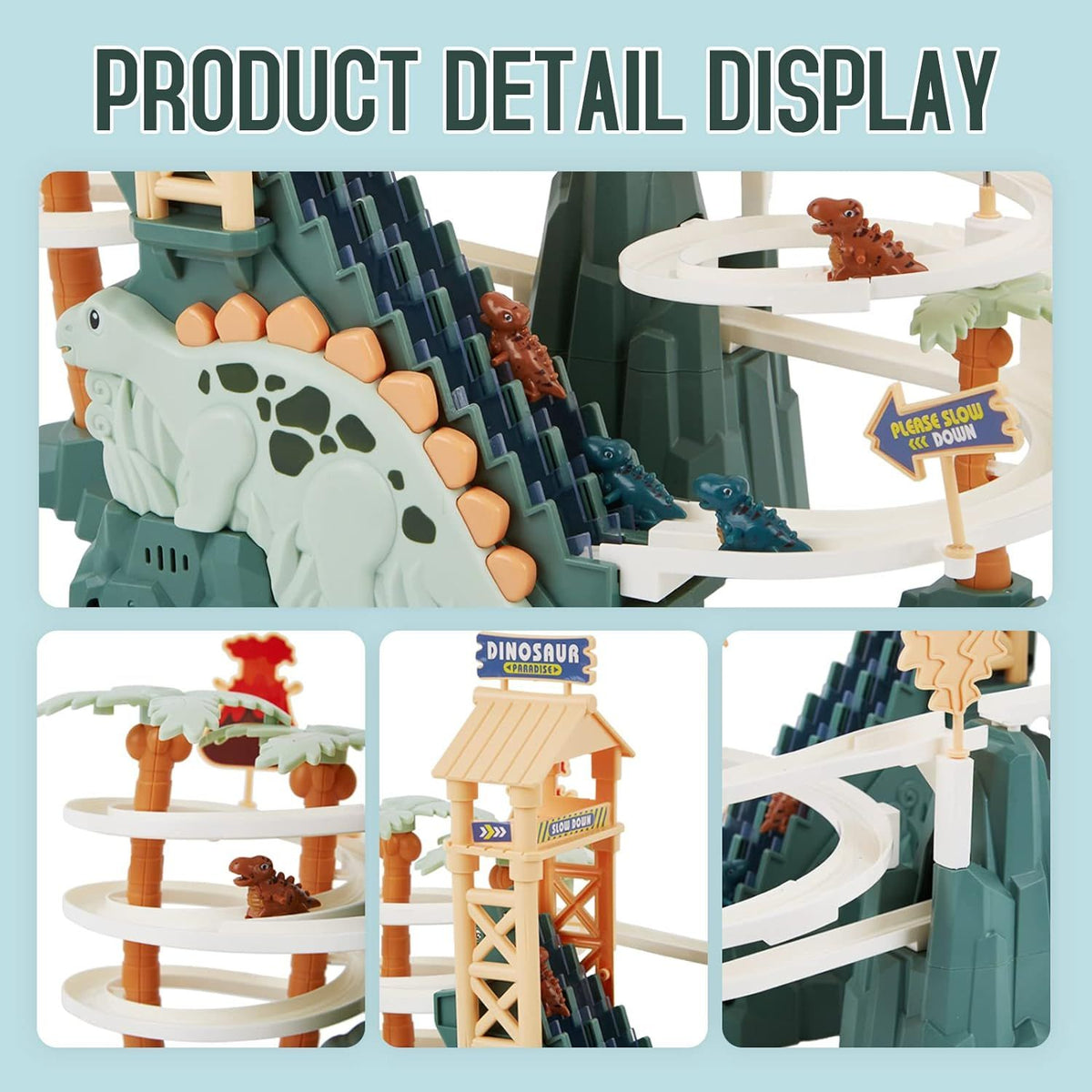 Dinosaur Electric Race Track Set - Double Loop Track, Learning & Educational Toy for Kids Ages 3-7, for Boys & Girls