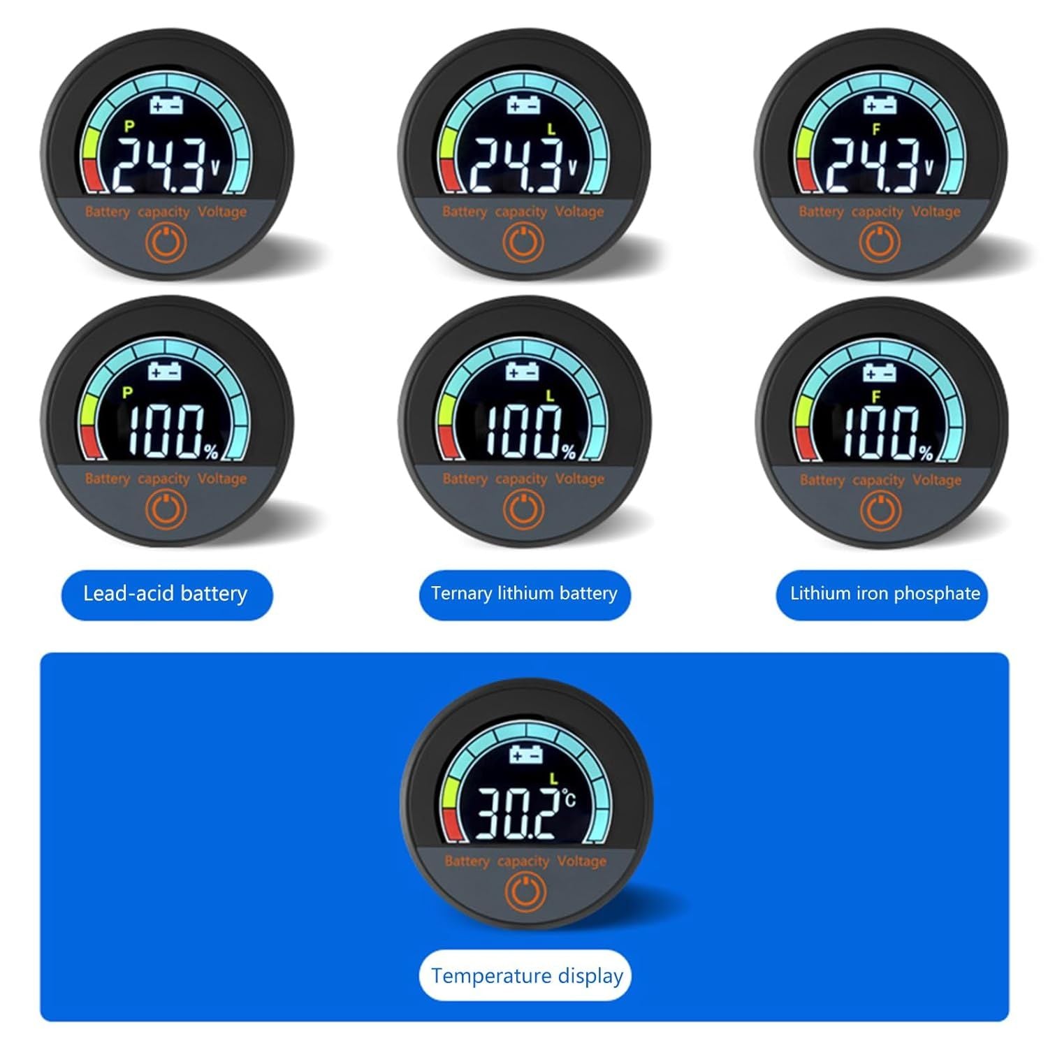 LCD Digital Voltmeter 8-100V Two Wire Voltage Meter Universal VoltTester Panel VoltGauge VoltmetreMonitor
