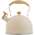 2.5 L Whistling Tea Kettles with Wood Grain adjustment Nylon Handle, Capsule Base Tea Kettle, White (White)