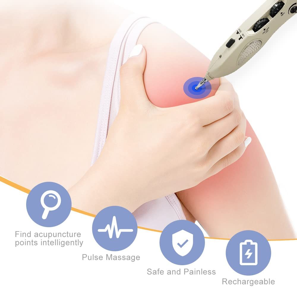 Electronic Acupuncture Pen Pain Relief Therapy Meridian Pen Find Acupoints Automatically Massage Heads Rechargeable