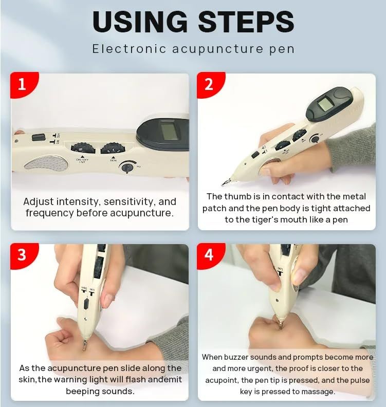 Electronic Acupuncture Pen Pain Relief Therapy Meridian Pen Find Acupoints Automatically Massage Heads Rechargeable