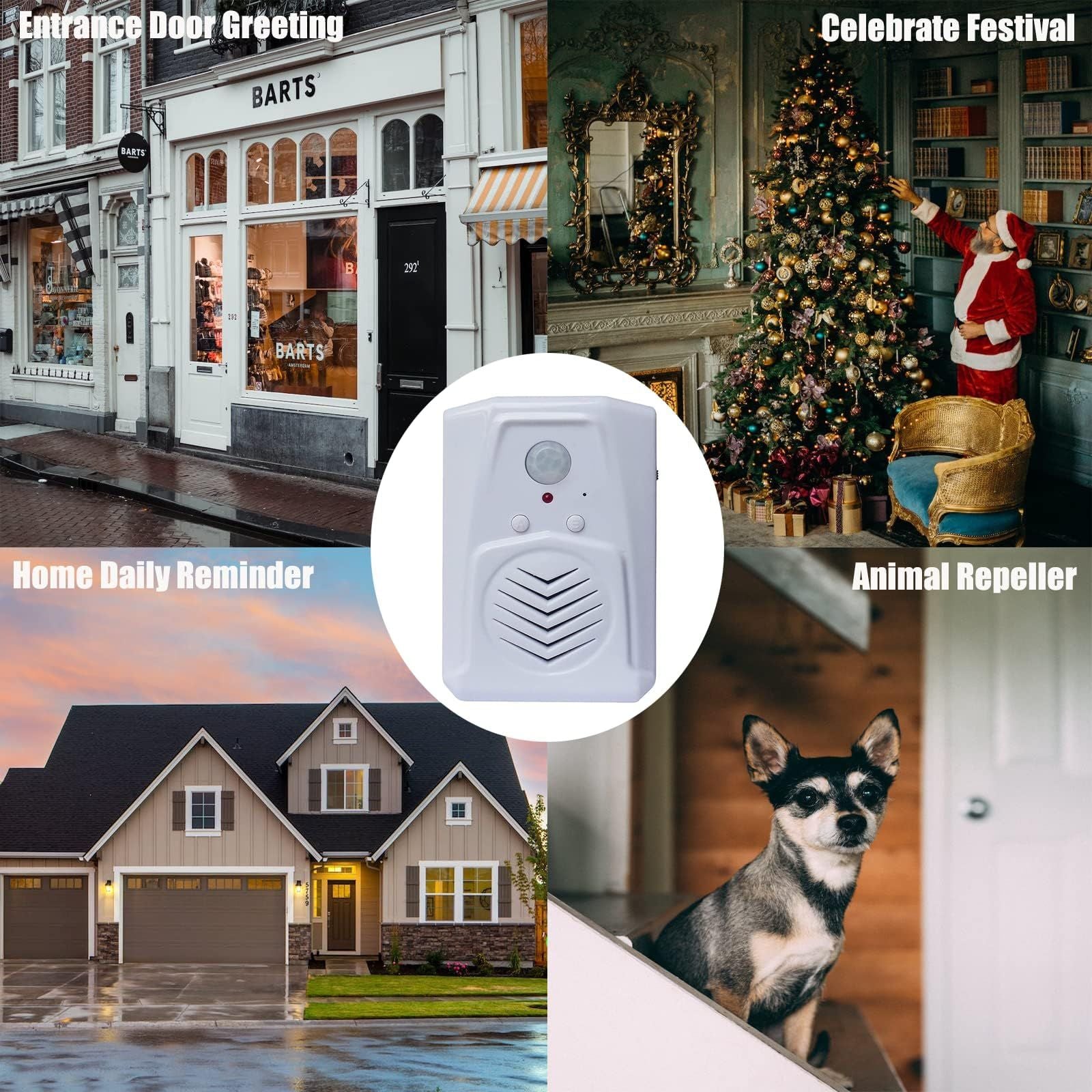 Motion Sensor Activated Sound Player Speaker with USB Cable, Download Your own MP3 Audio Files to Play Speech, Music (White)