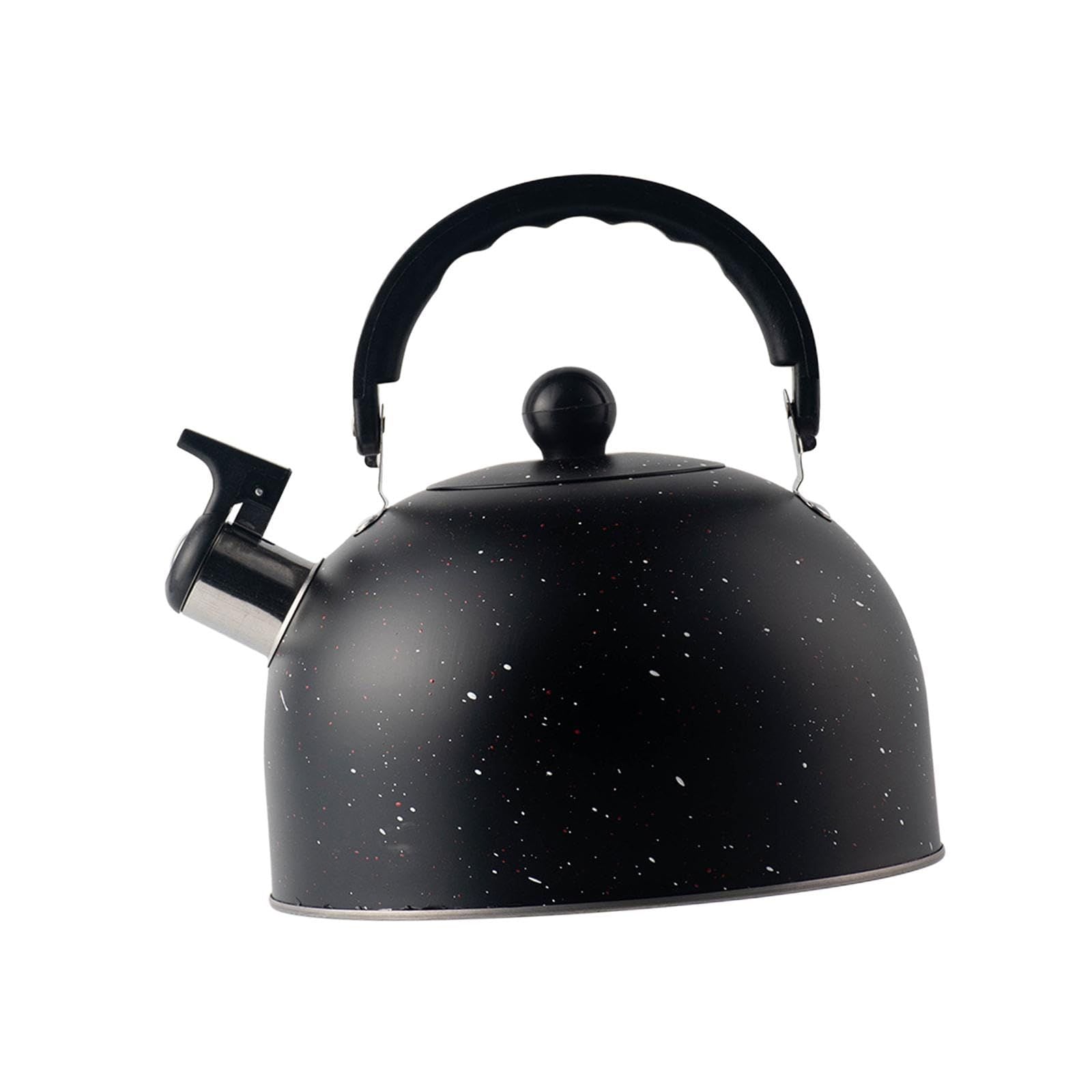 Whistling Kettle 2.5L Tea Pot Fast Boiling with Handle,Stainless Steel, Stovetop Kettle for Camping Dorm Outdoor Kitchen , Black