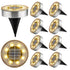 Solar Ground Lights,10 Pack 8 LED Solar Lights Outdoor IP68 Waterproof Solar Disc Lights In-Ground Landscape Lighting (Warm White)