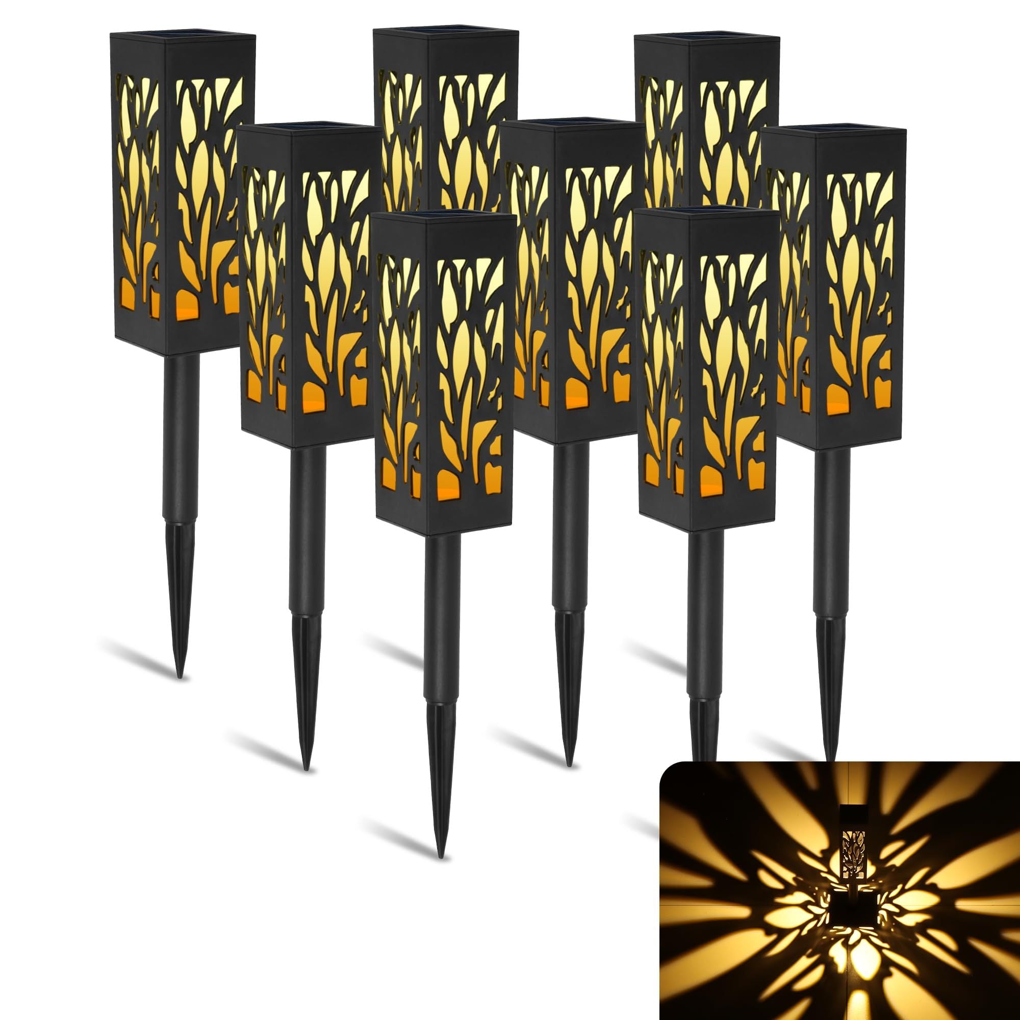 8Pack Solar Pathway Lights Outdoor,Solar Lights Outdoor Waterproof,Solar Lights for Outside Garden,Solar Landscape Lights