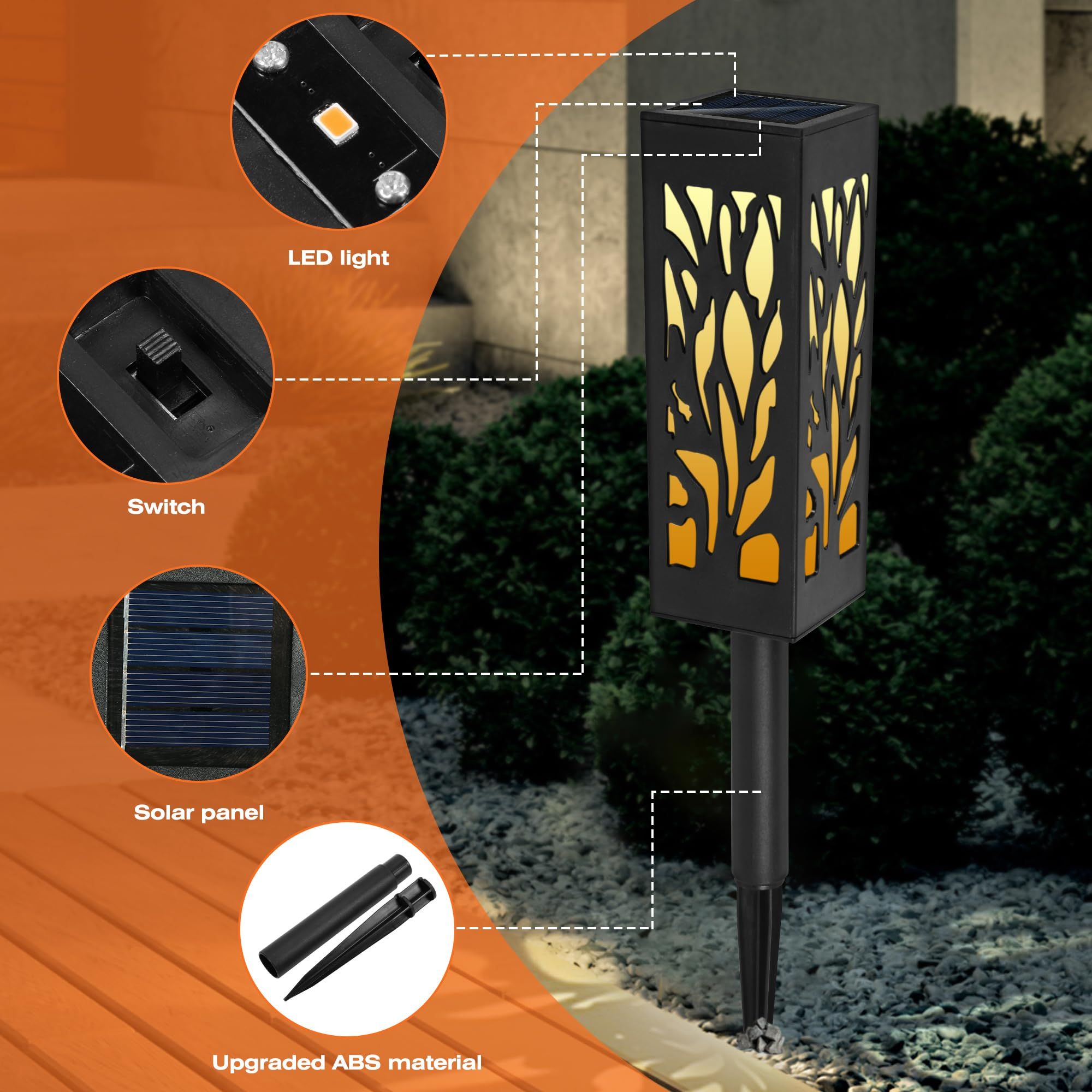 8Pack Solar Pathway Lights Outdoor,Solar Lights Outdoor Waterproof,Solar Lights for Outside Garden,Solar Landscape Lights