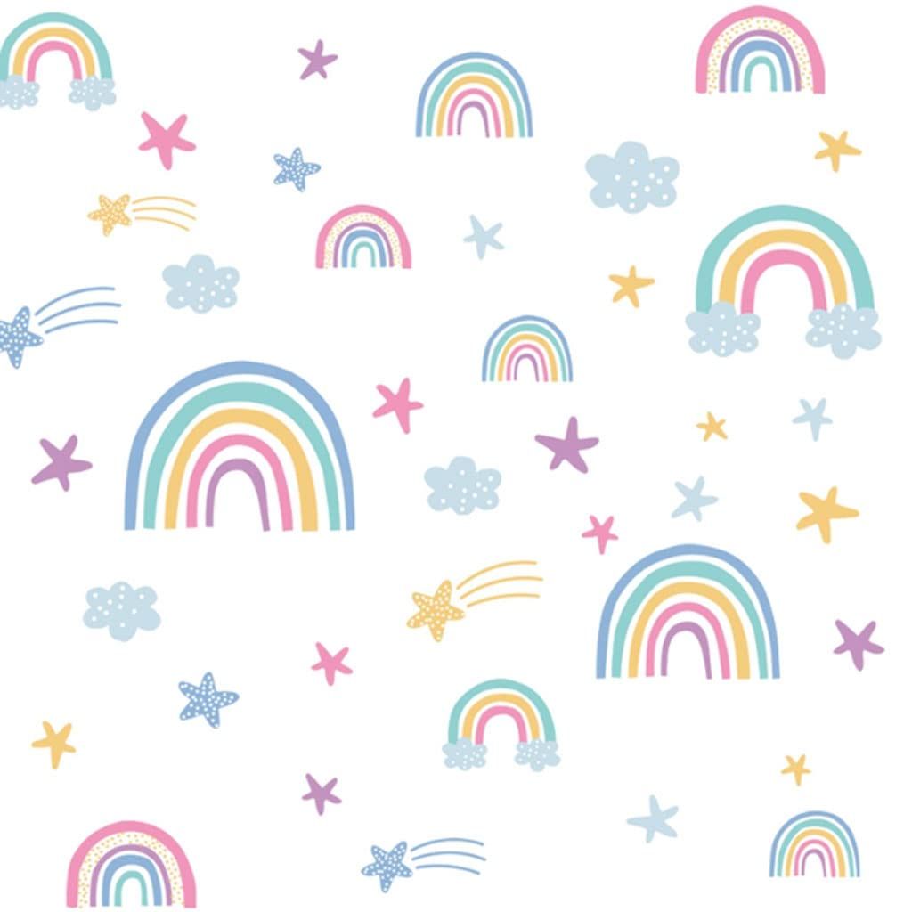 Wall Sticker Rainbow Sticker Luminous 3D Wallpaper Glow in The Dark Heart Shape Cartoon Wall Paper for Kids Room Living Room
