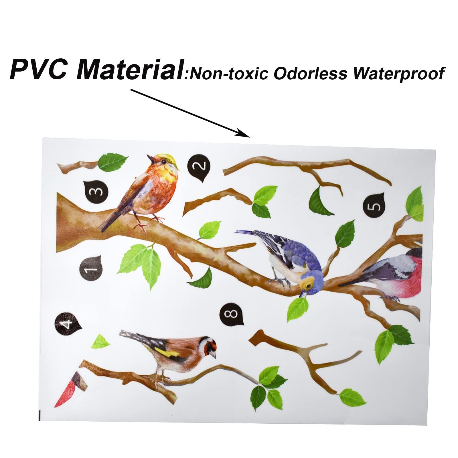 Little Birds on Tree Branches Wall Decal Vinyl Wall Sticker (34 x 34 Inch) Removable Peel and Stick Art Murals Decor for Bedroom