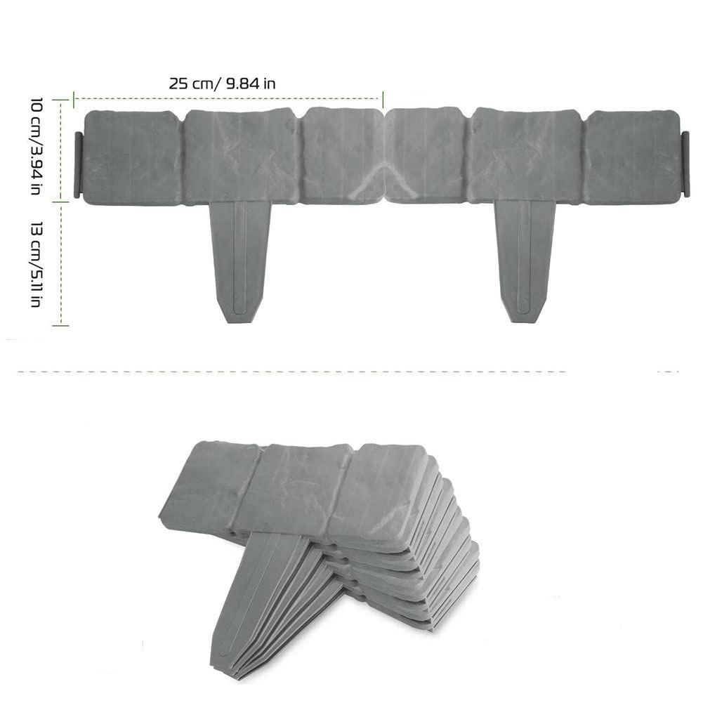 10pcs Garden Landscape Edging Border, Garden Edging Border Imitation Stone Brick Plant Plastic Fencing Lawn Plant Border DIY
