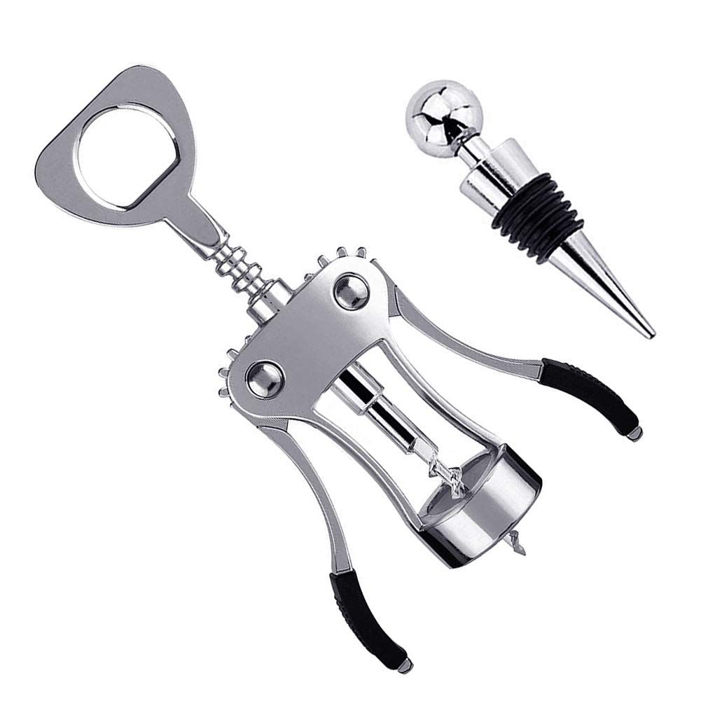 Bottle Opener Luxury Corkscrew with Stopper Set for Wine Enthusiast Waiters-Sleeve Anchors, Stainless Steel