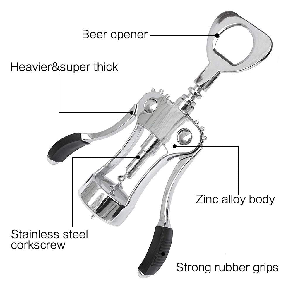 Bottle Opener Luxury Corkscrew with Stopper Set for Wine Enthusiast Waiters-Sleeve Anchors, Stainless Steel