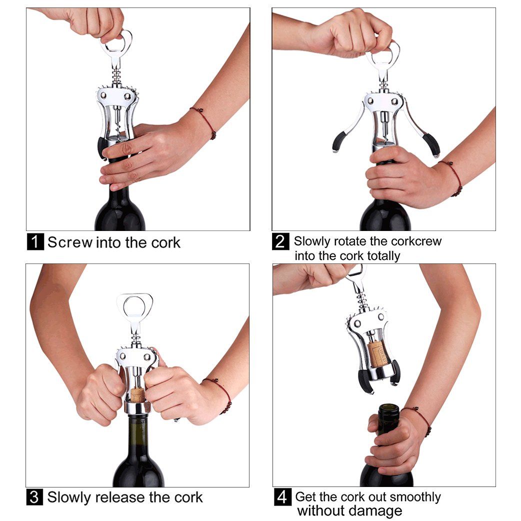 Bottle Opener Luxury Corkscrew with Stopper Set for Wine Enthusiast Waiters-Sleeve Anchors, Stainless Steel