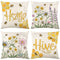Floral Pillow Covers 18x18 inch Set of 4 Yellow Bee Honey Pillow Cases Spring Summer Decorative Cushion Covers for Couch Sofa