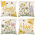 Floral Pillow Covers 18x18 inch Set of 4 Yellow Bee Honey Pillow Cases Spring Summer Decorative Cushion Covers for Couch Sofa