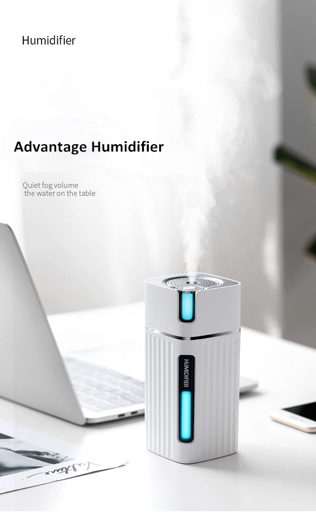 Mini Neon Humidifier - 300mL USB Quiet Ultrasonic Air Moisturizer for Desk, Car, Office, etc. - 2 Mist Modes, Multiple Colors