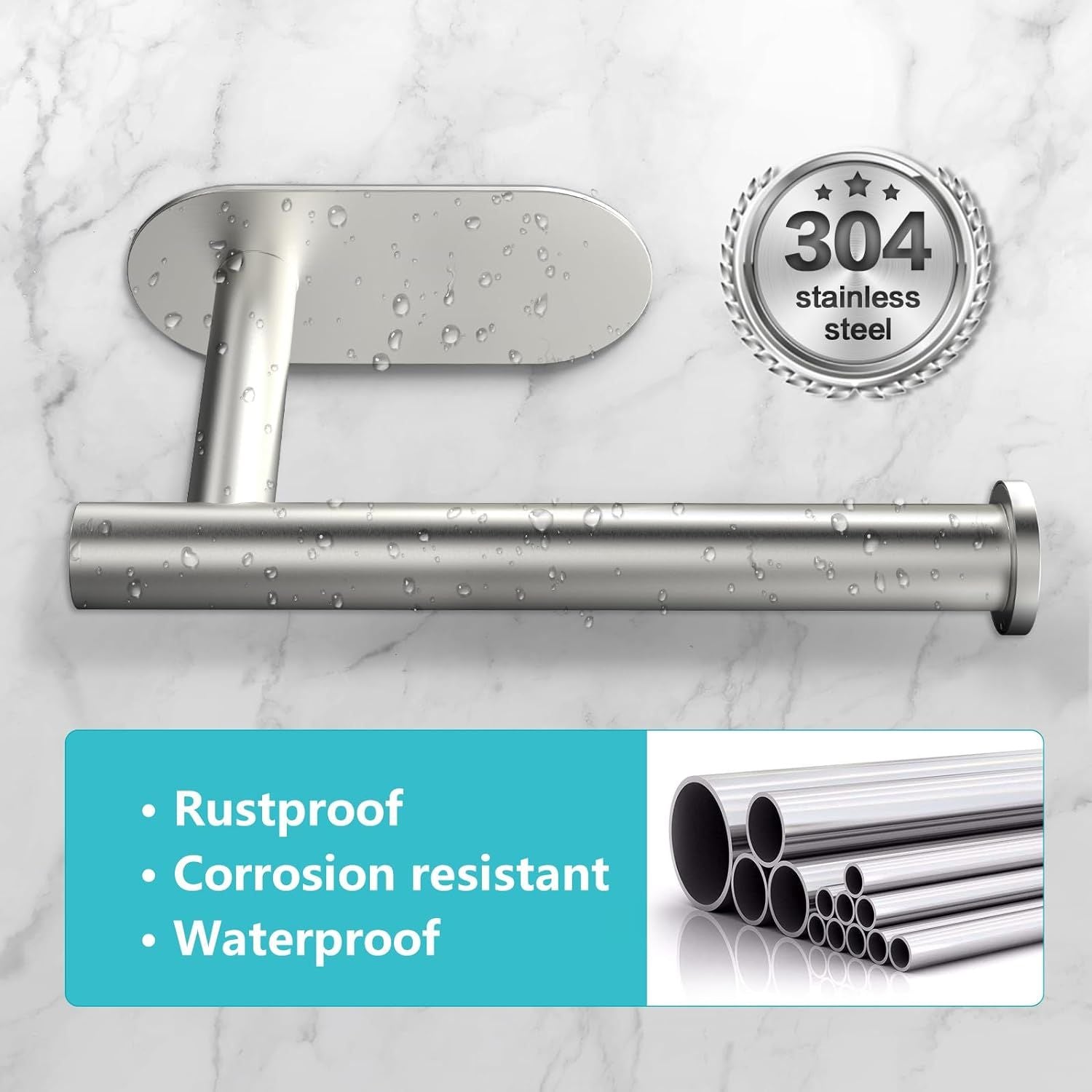 Toilet Paper Holder,Brushed Nickel,Wall Mount, Upgraded Adhesive Toilet Roll Holder,no Drilling,Bathroom Washroom