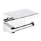 Toilet Paper Holder - Toilet Paper Roll Holder with Shelf, Adhesive No Drilling or Wall Mounted with Screws for Bathroom