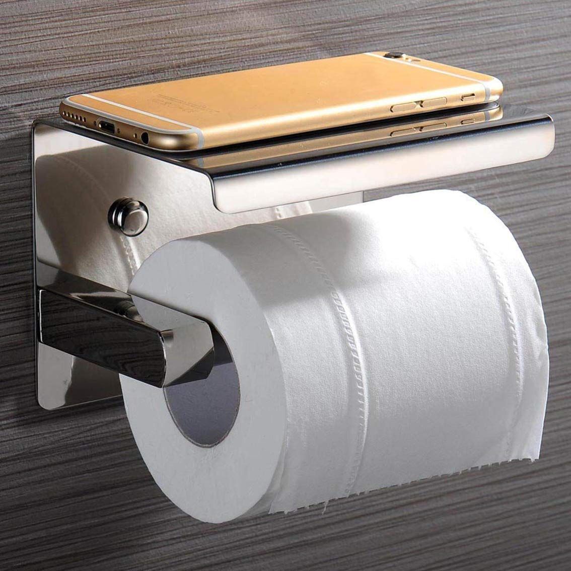 Toilet Paper Holder - Toilet Paper Roll Holder with Shelf, Adhesive No Drilling or Wall Mounted with Screws for Bathroom