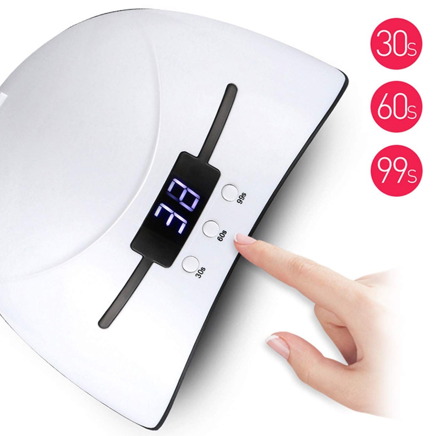 Nail Lamp LED Nail Dryer Lamp Curing Gel Light with 3 Timer Setting Polish UV Portable Light (White)