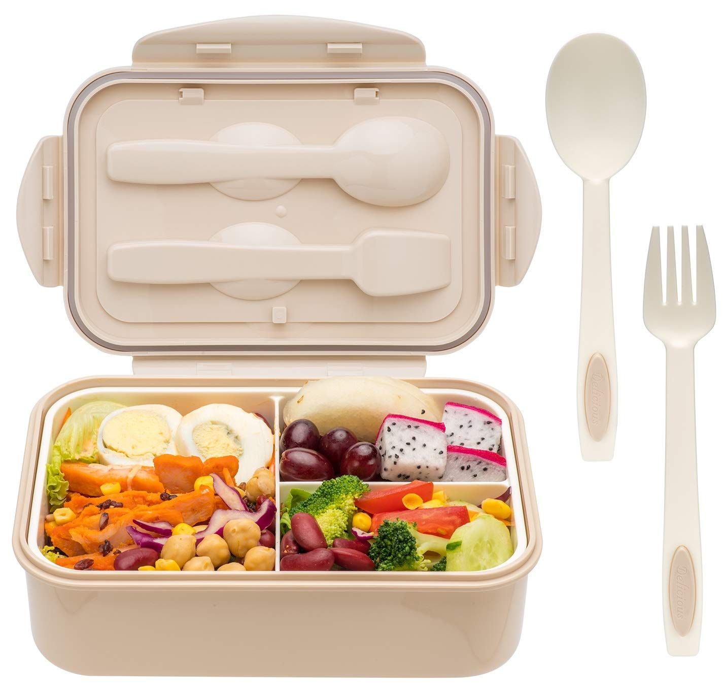 Bento Box for Adults and Kids - Portable, Lightweight, Easy to Carry Meal Holder with Spoon & Fork, Durable, Leak-Proof