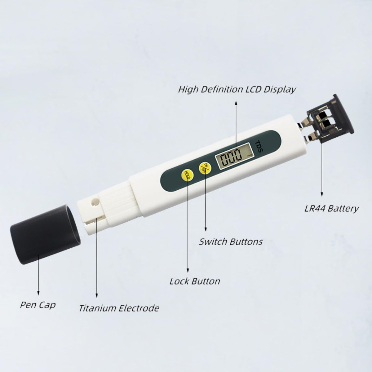 Accurate TDS Meter, Water Quality Tester with 0-9990ppm Meter for Drinking Water, Swinmming Pools, Aquariums