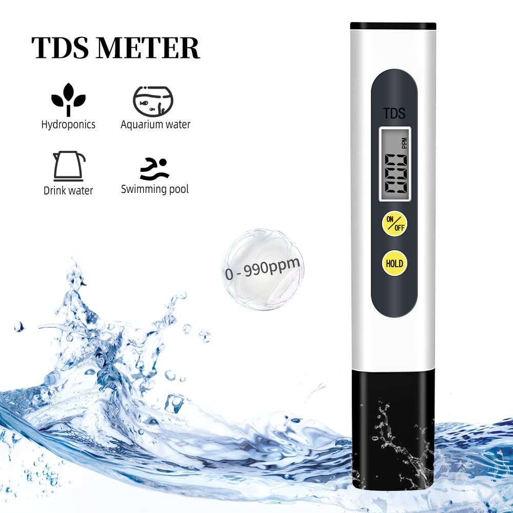 Accurate TDS Meter, Water Quality Tester with 0-9990ppm Meter for Drinking Water, Swinmming Pools, Aquariums