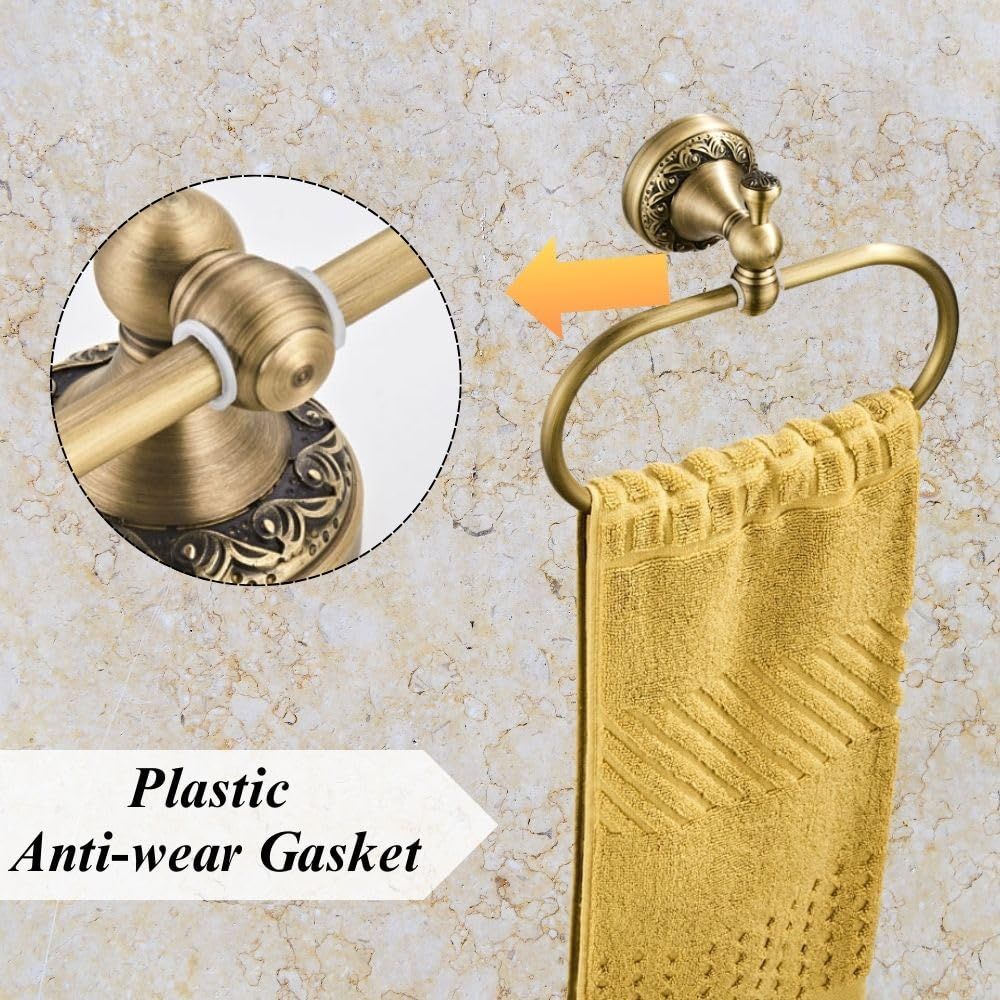 Brass Closed Towel Ring with Wall Mount Angle Heavy Duty Hand Towel Bar Lavatory Hand-Towel Ring Brass Material