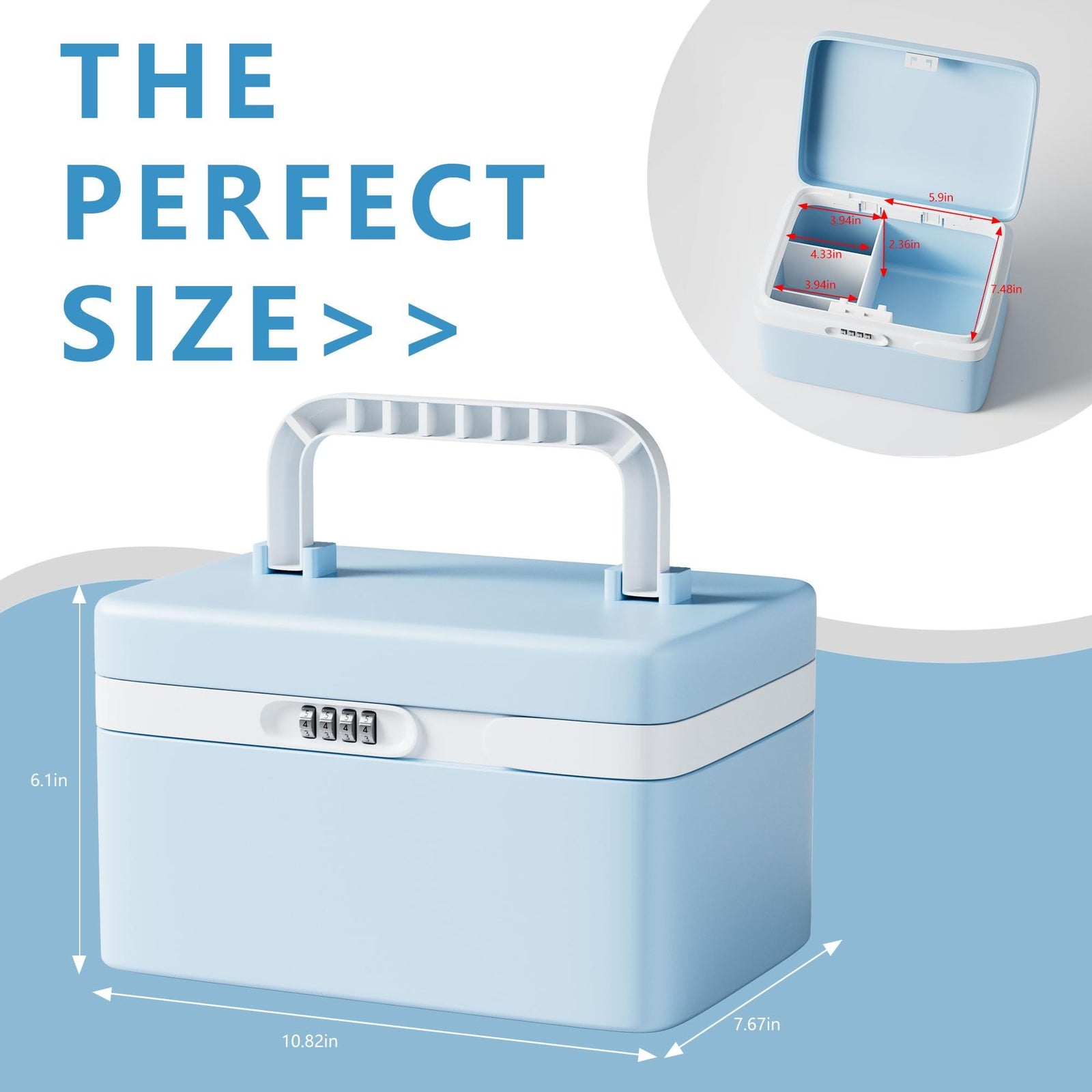 Medicine Lock Box, Lockable Medication Box with Portable Storage Case,Locked medicine box,Locking medicine box Empty Storage