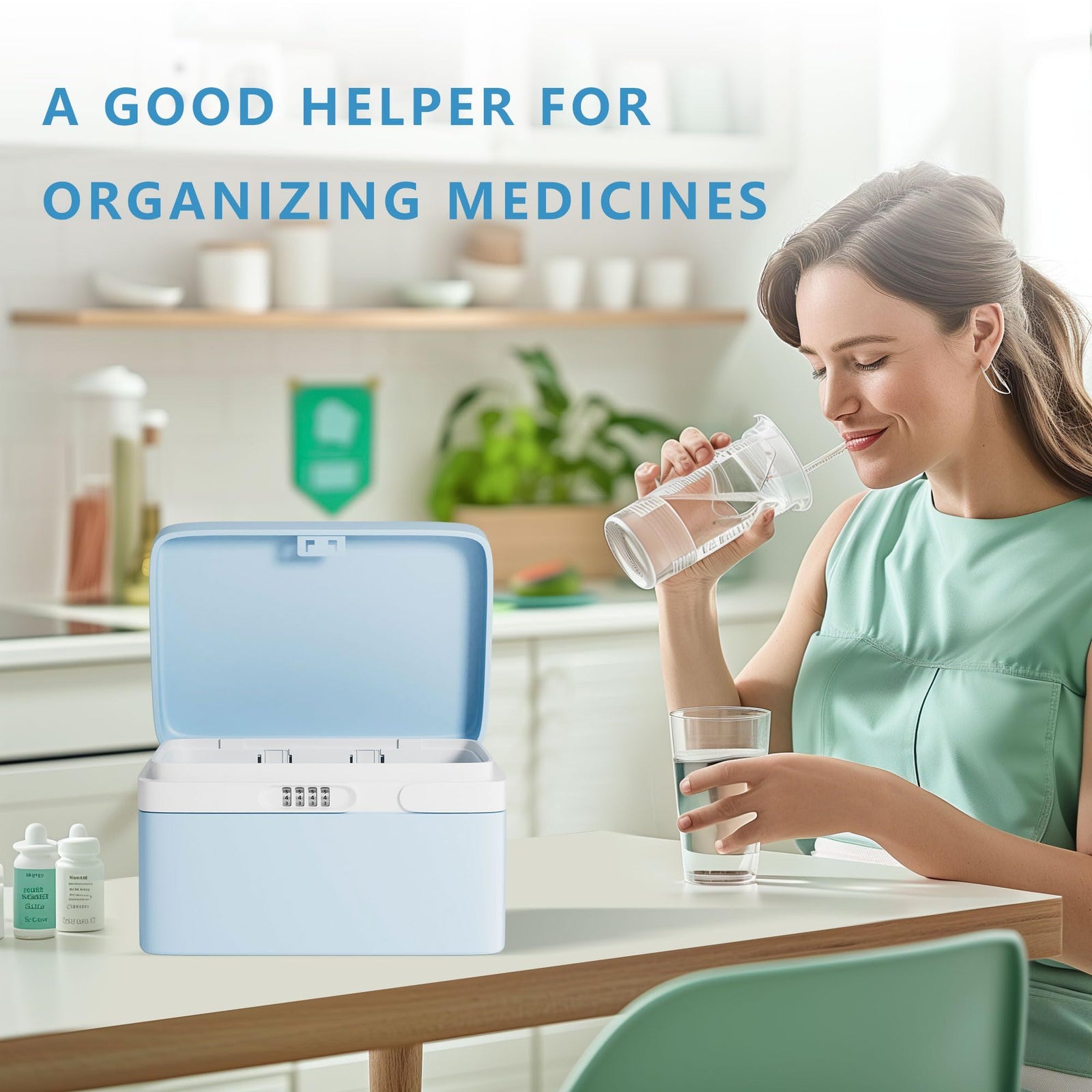 Medicine Lock Box, Lockable Medication Box with Portable Storage Case,Locked medicine box,Locking medicine box Empty Storage