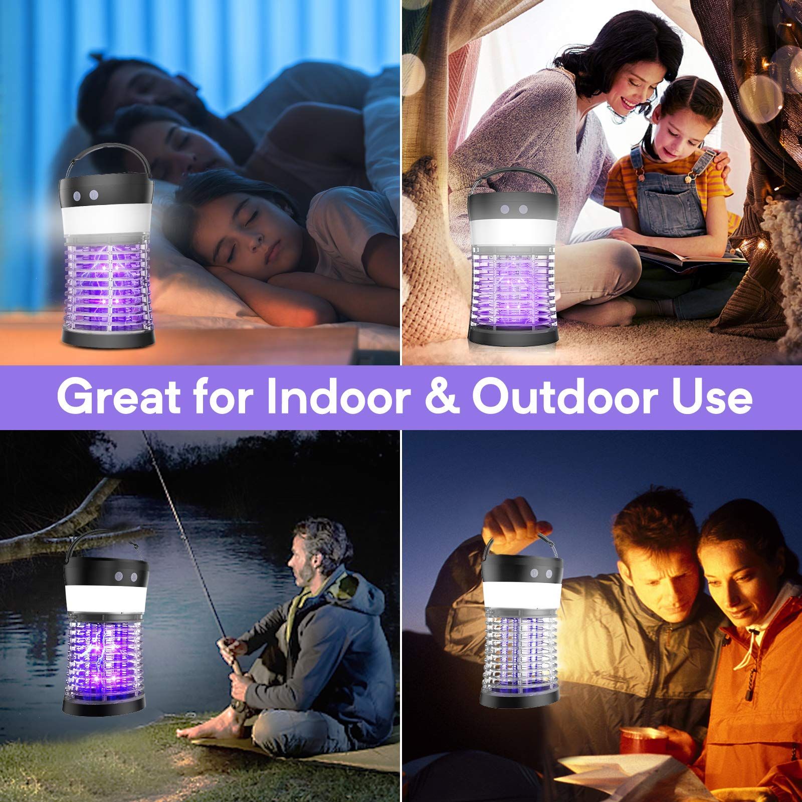 Bug Zapper, Electric Solar Mosquito Killer for Indoor & Outdoor, 3000V High Powered Pest Control Waterproof UV Mosquito Zapper