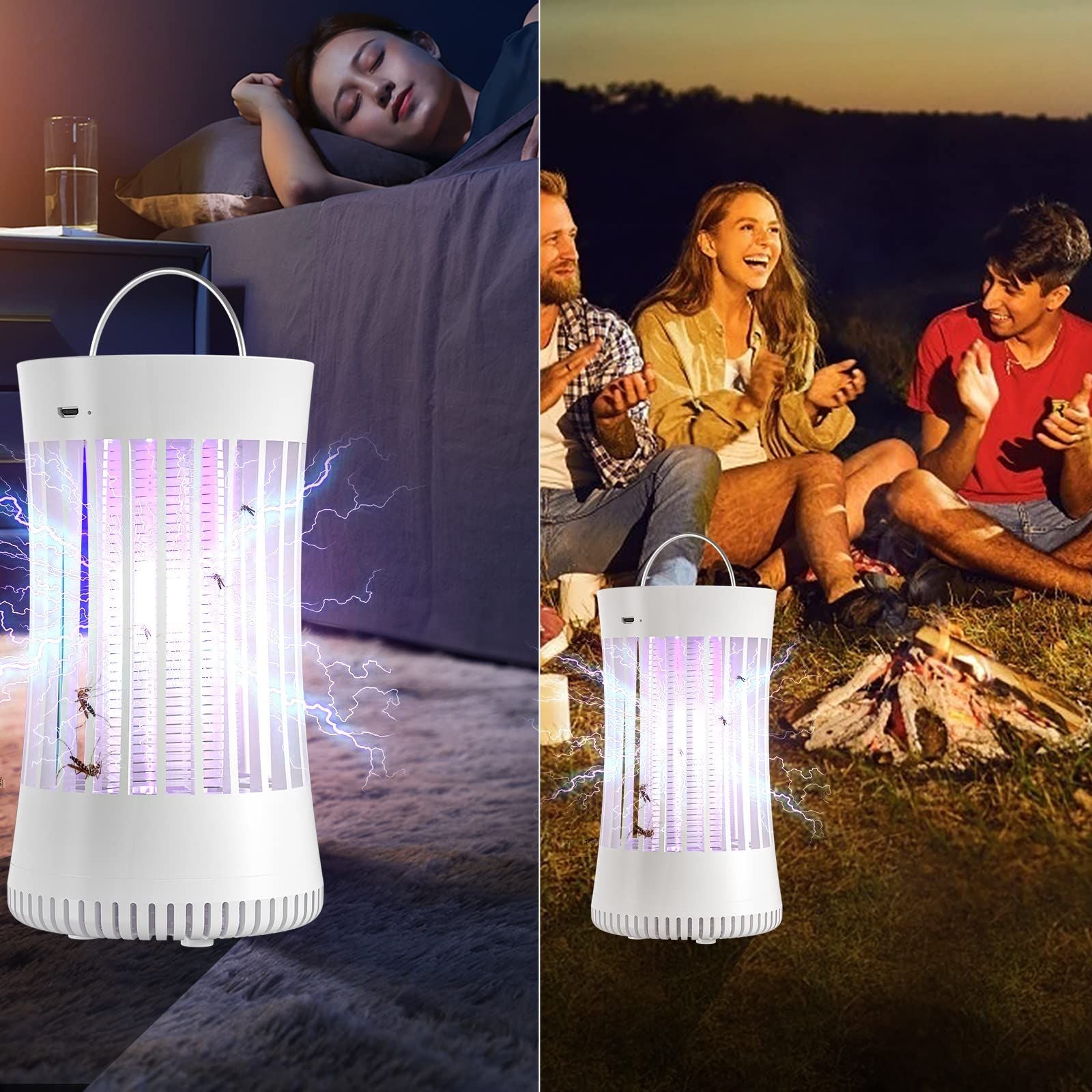 AICase Portable Electronic Rechargeable Mosquito Fly Killer lamp/Bug Zapper for Summer Trip,Outdoor Camping,Patio,Home and Garden