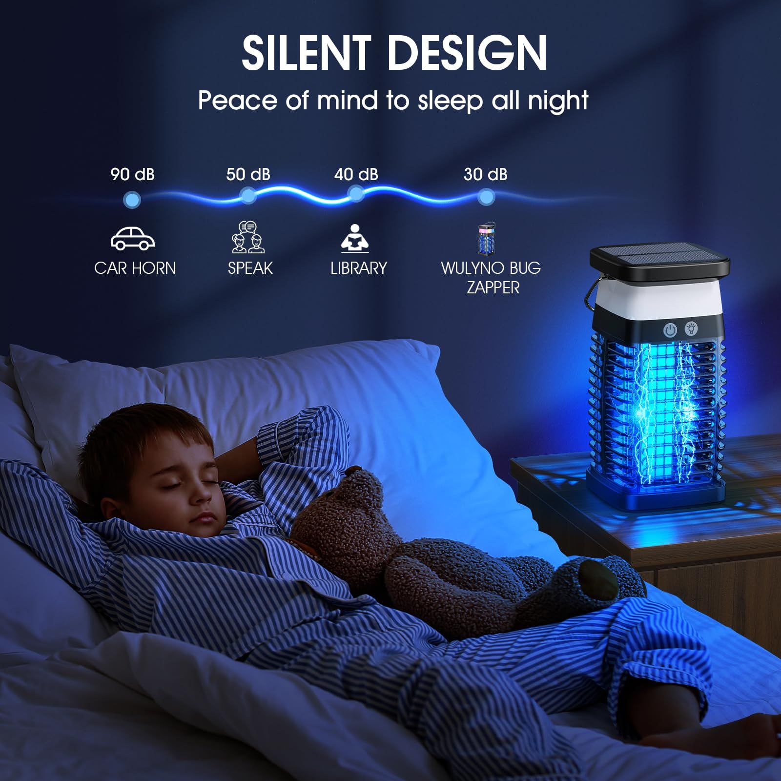 Bug Zapper Outdoor Indoor Mosquito Zapper Solar Fly Zapper Rechargeable Electric Mosquito Killer Waterproof Insect Fly Trap Plug