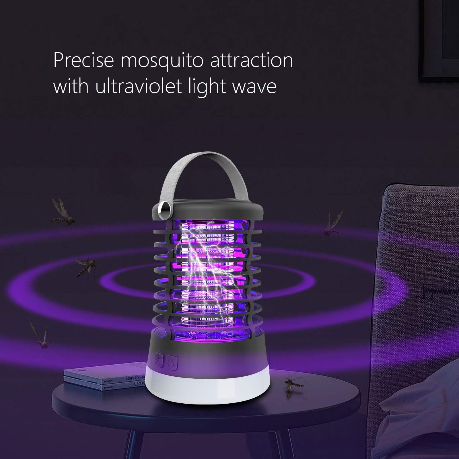 Bug Zapper Outdoor Bug Repellent Rechargeable Camping Lamp Waterproof Mosquito Killer Fly Trap Mosquito Repellent Portable Bug