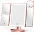 Lighted Makeup Mirror with 3 Color Lighting, Mirror with Extra Round 10X Magnifying Mirror,Dual Power Supply(Rose Gold)