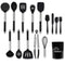 Silicone Cooking Utensils Set, 15 Pcs Heat Resistant Kitchen Utensils with Stainless Steel Handle, Slotted  Soup Ladle