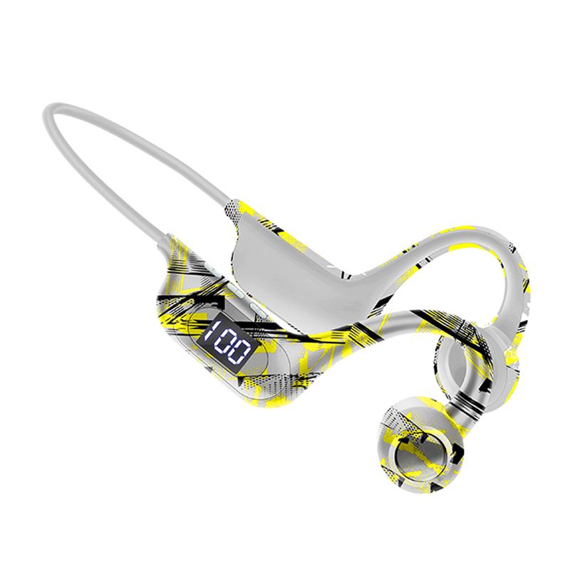 Bone Conduction Headphones Wireless Headphones Bluetooth with Mic Waterproof LED Power Display Open Ear Earphones Deep Base