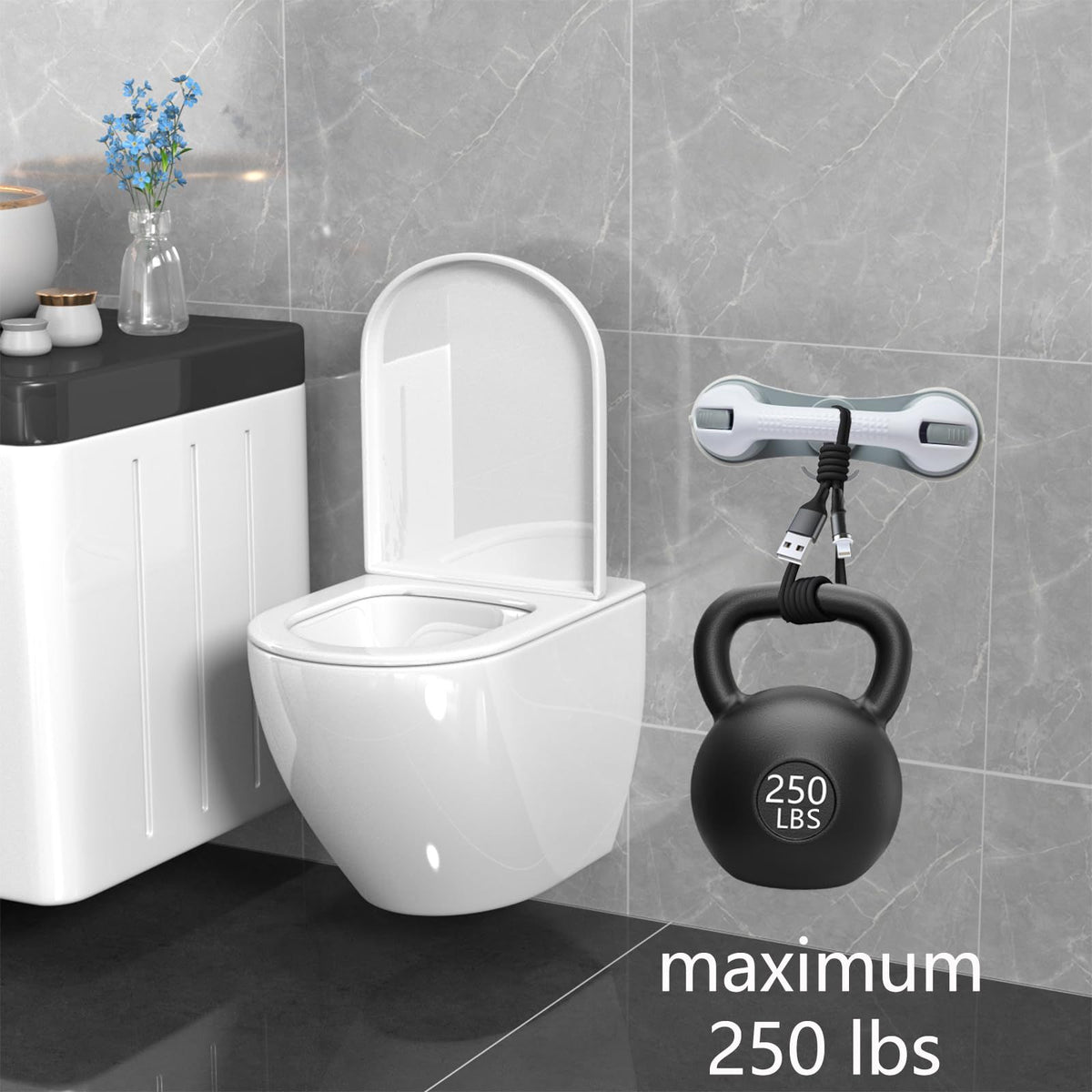Upgraded Shower Handle Grab Bars for Bathtubs for Elderly, Handicap and Kids ,3 Suction Cup Grab Bars for Bathtubs and Showers